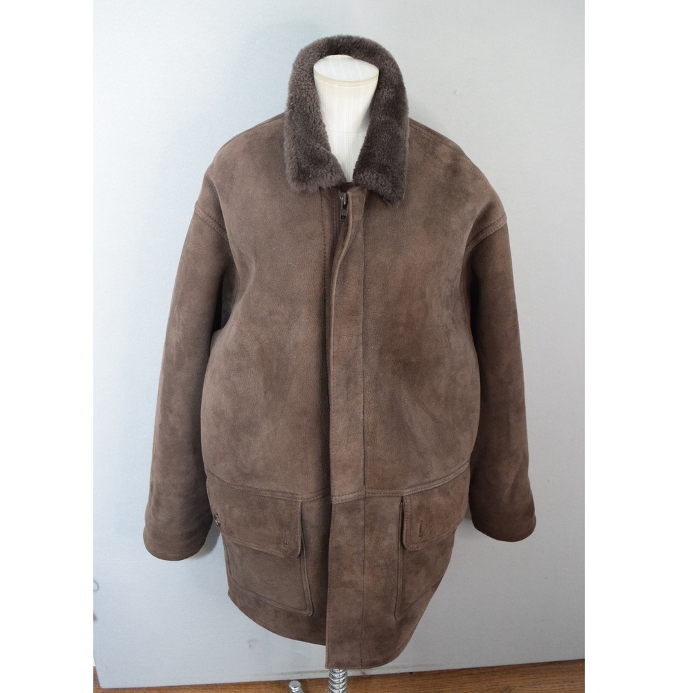 Sawyer of Napa Shearling Coat 44 Brown Sheepskin Rancher Car Jacket Mens USA